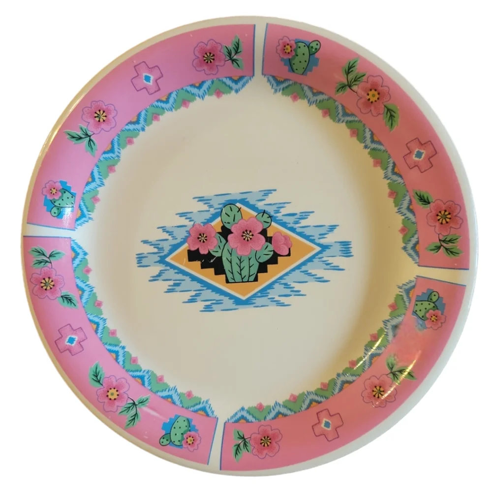 1 Vtg Dinner Plate Bowl Sedona Spring Tabletops Unlimited Cactus Blooms Desert